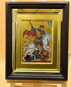 Икона » Георгий Победоносец. Чудо о змие» в киоте Образец 25 Новочебоксарск